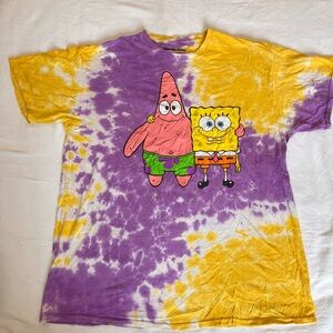 Nickelodeon Kids Tie-Dye SpongeBob & Patrick Shirt - Purple and Yellow